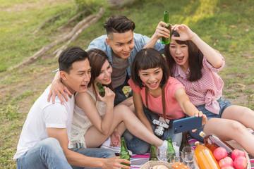 selfie with his friends