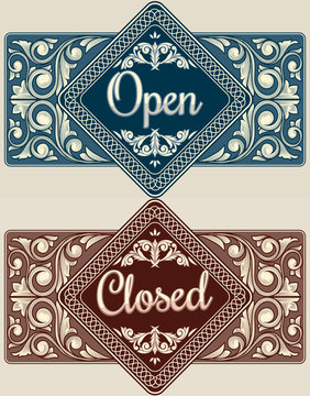 Open and closed vintage decorative signs