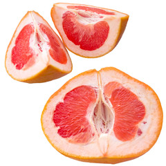 Half a grapefruit on white background.
