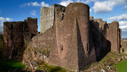 Goodrich Castle on a clear and sunny day