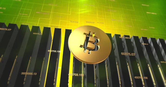 Bitcoin Digital Crypto Currency Mining With Graphic Cards - 4K 3D Animation