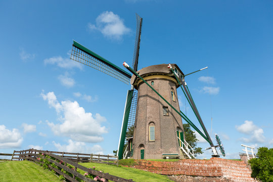 The dutch historic windmill "Lijkermolen" in Rijpwetering.
