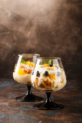 Healthy layered dessert trifle