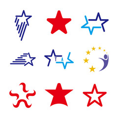 Obraz premium Abstract Star set Logo element. Corporate branding identity design template. Star design collection. Vector illustration