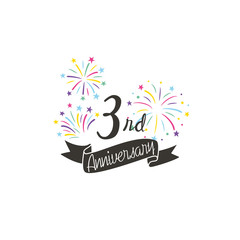Anniversary logo template with fireworks