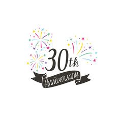 Anniversary logo template with fireworks