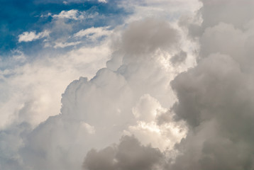 after summer rain clearing sky with clouds