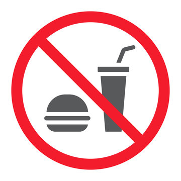 No food glyph icon, prohibition and forbidden, no drink sign vector graphics, a solid pattern on a white background, eps 10.