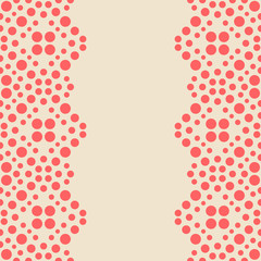 Banner design template, simple endless background, abstract background decorated polka dots endless pattern in beige and orange, halftone effect