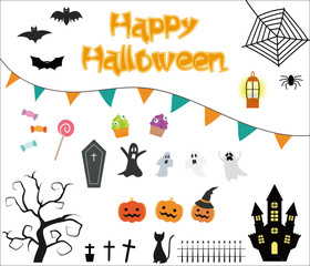 Naklejka premium Cute Halloween icon set