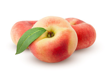 Flat peach isolated on white background, clipping path, full depth of field