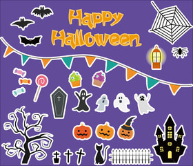 Cute Halloween icon set