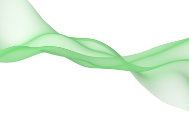 Abstract green wave. Bright green ribbon on white background. Green color scarf. Abstract lime color smoke. Raster air background. 3D illustration