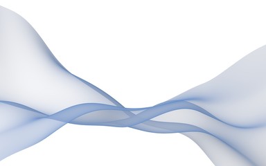Abstract light blue wave. Bright light blue ribbon on white background. Blue scarf. Abstract light blue smoke. Raster air background. 3D illustration