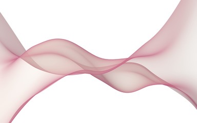 Abstract light red wave. Bright light red ribbon on white background. Abstract red smoke. Light red scarf. Raster air background. 3D illustration