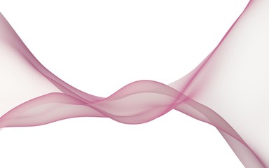 Abstract pink wave. Bright pink ribbon on white background. Abstract pink smoke. Raster air background. 3D illustration