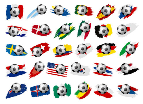 Soccer ball with paint brush stroke of national flag on white background vector illustration