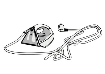 sketch of iron with cord vector