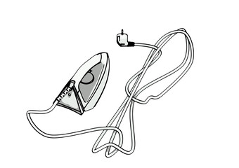 sketch of iron with cord vector