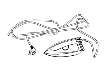 sketch of iron with cord vector