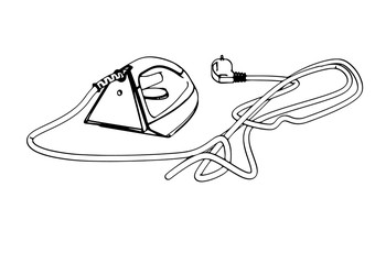 sketch of iron with cord vector