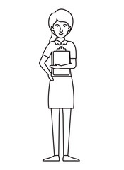 young businesswoman with documents character vector illustration design