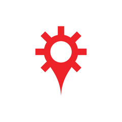 Pin Location Logo with gear vector design