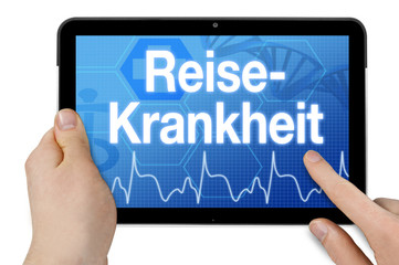Tablet mit Diagnose Reisekrankheit