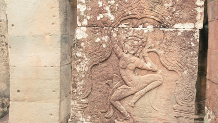 Fototapeta na wymiar Relief of Apsara Angel at Angkor Wat, Siem Reap, Cambodia.