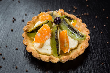 Fresh homemade fruit tart with fruits