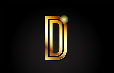 gold alphabet letter d logo icon design