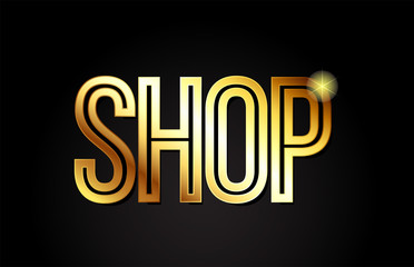 shop word text typography gold golden design logo icon