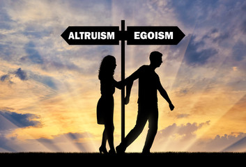 Conceptual scene of selfishness and altruism