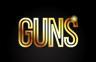 guns word text typography gold golden design logo icon