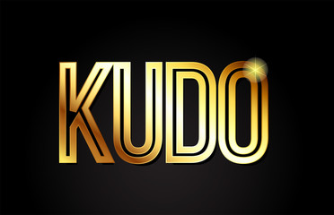 kudo word text typography gold golden design logo icon