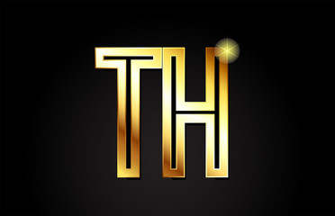 gold alphabet letter th t h logo combination icon design © dragomirescu