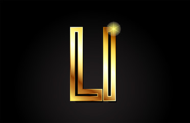gold alphabet letter li l i logo combination icon design