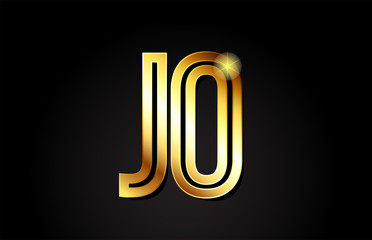 gold alphabet letter jo j o logo combination icon design