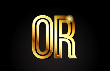 gold alphabet letter or o r logo combination icon design