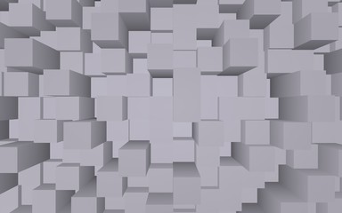 Abstract gray elegant cube geometric background. Chaotically advanced rectangular bars. 3D Rendering, 3D illustration