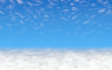 Fototapeta premium Blue sky background with white clouds. Cumulus white clouds in the clear blue sky in the morning. 3D illustration