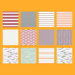 Pattern set stripe seamless design for wallpaper, fabric print and wrap paper. Horizontal stripe texture set.