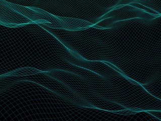 Abstract landscape background. Cyberspace grid. Hi-tech network. 3d technology illustration.