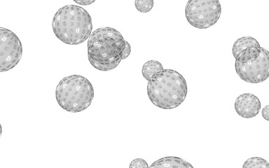 Bitcoin economic financial bubble. Cryptocurrency 3D illustration. Digital white background. Business concept.