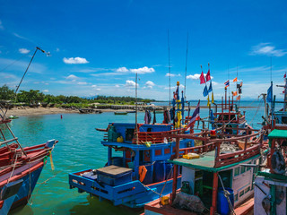 Fototapeta na wymiar Local Fisherman boat in the harbor,rayong city thailand