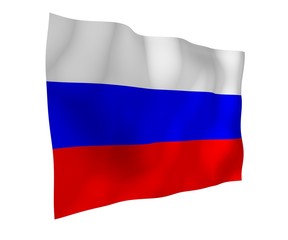 Waving flag of the Russian Federation. The National. State symbol of the Russia. 3D illustration