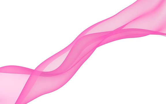 Abstract pink wave. Raster air background. Bright pink ribbon on white background. Pink scarf. Abstract smoke. 3D illustration © Plastic man