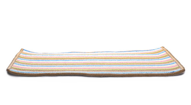 Colorful striped door mat isolate on white background