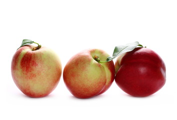 Fresh ripe peach fruit isolated on white background