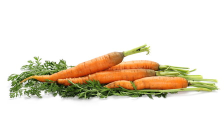 Fresh carrots isolated on white background